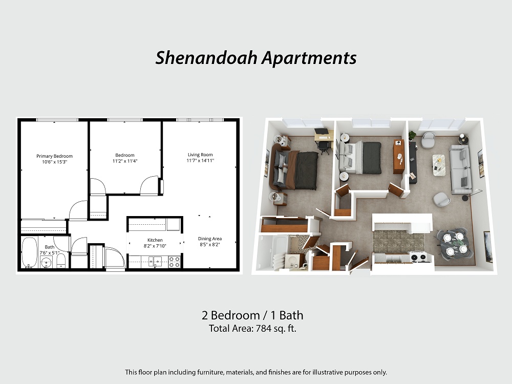 2 Bedroom / 1 Bath