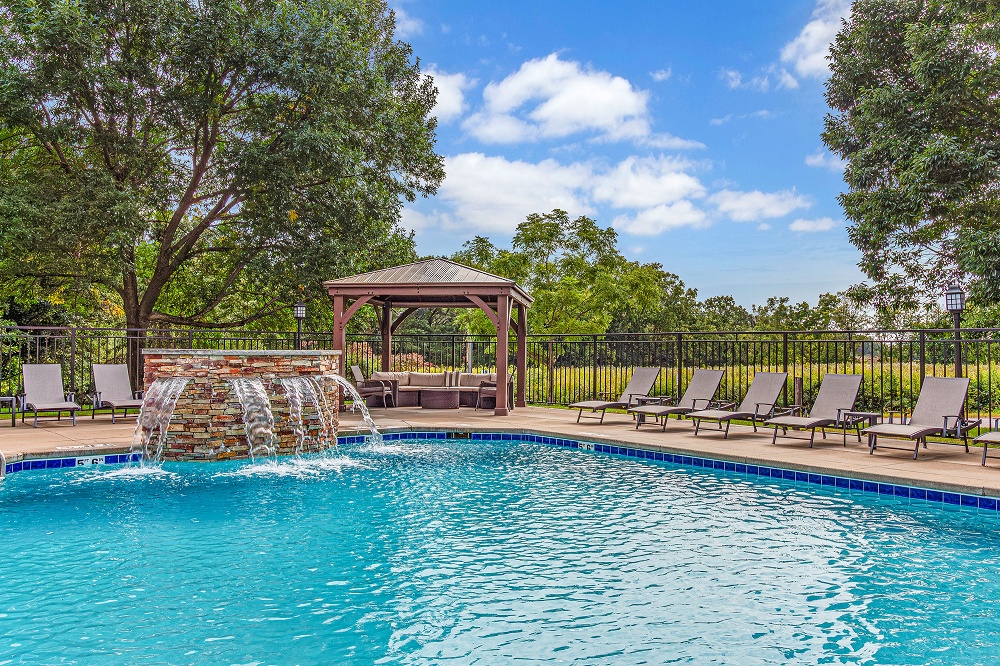 Outdoor Salt Water Pool with Waterfall