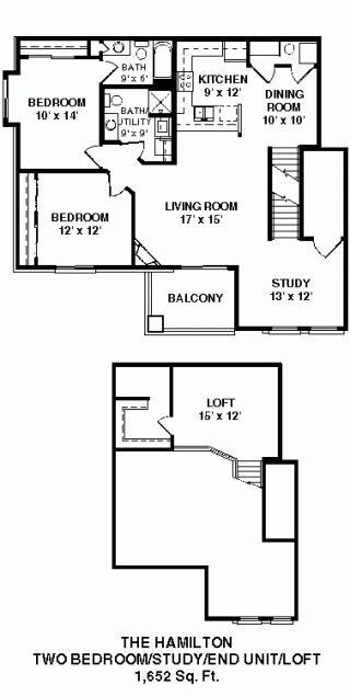 2 Bedroom + Study + Loft / 2 Bath