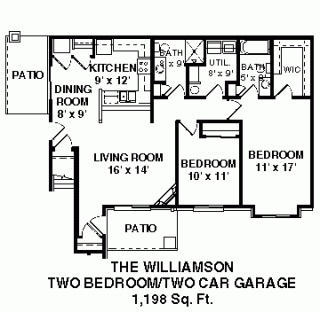 2 Bedroom Townhome / 2 Bath / 2 Car Garage