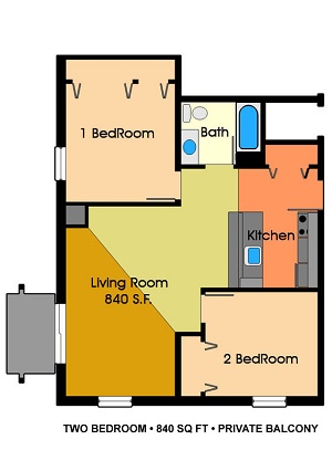 2 Bedroom / 1 Bath