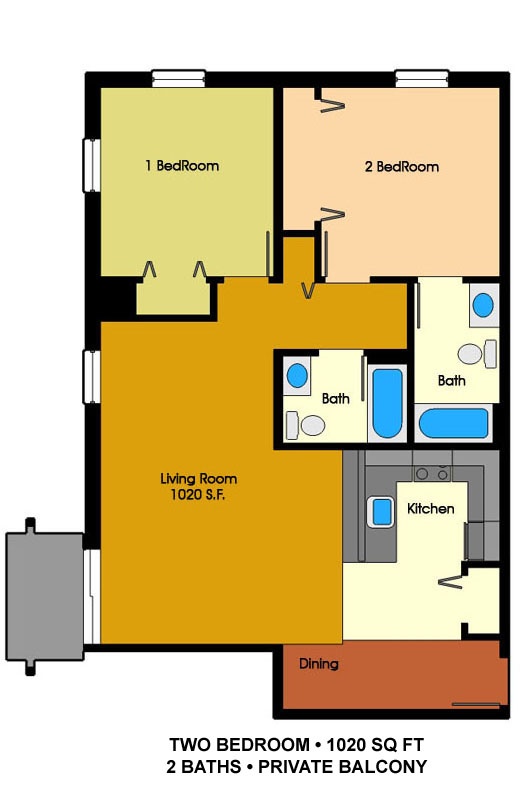 2 Bedroom / 2 Bath