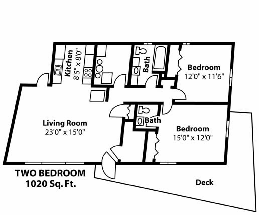 2 Bedroom / 1.5 Bath