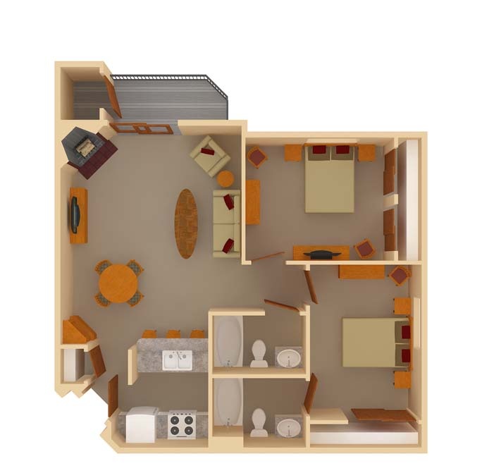 2 Bedroom / 2 Bath