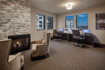 Business Center with Library and Fireplace