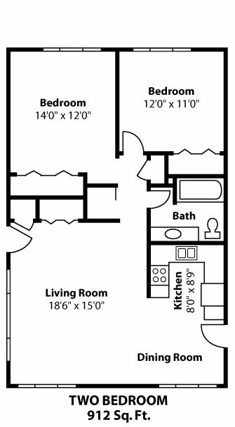2 Bedroom / 1 Bath