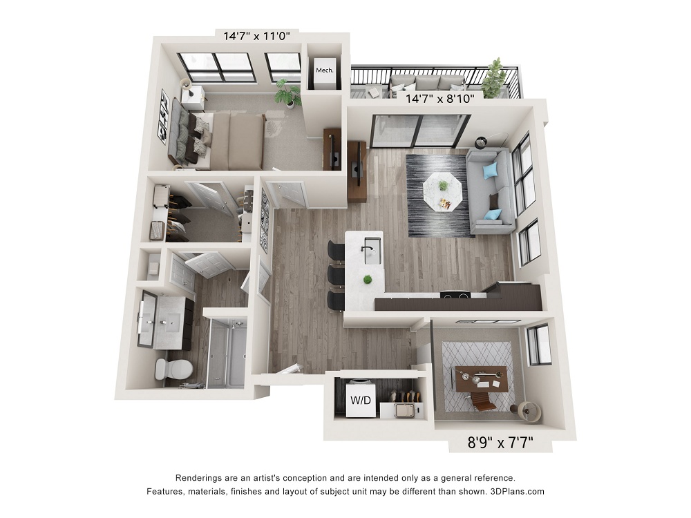 1 Bedroom + Den / 1 Bath