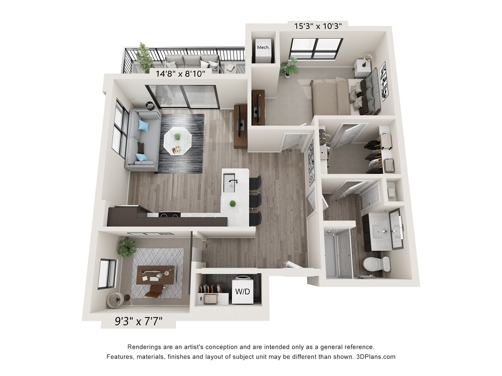 1 Bedroom + Den / 1 Bath
