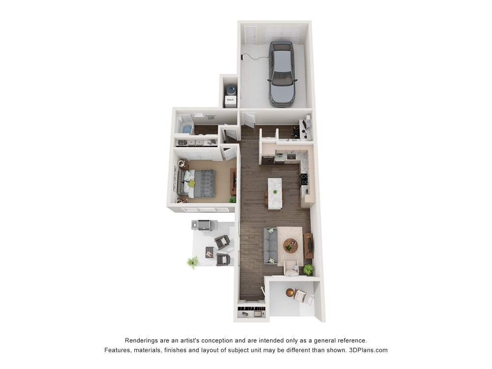 1 Bedroom - 3D Plan