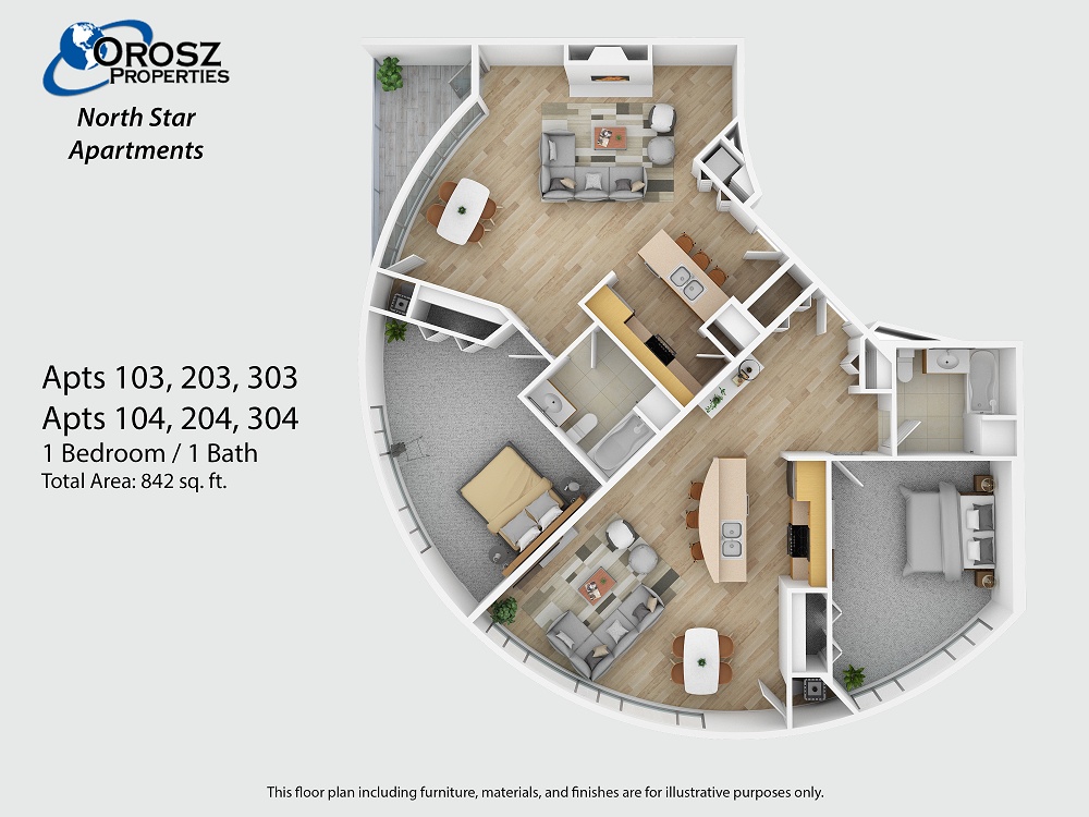 Apts 103, 203, 303, 104, 204, 304